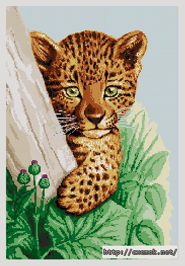 Download embroidery patterns by cross-stitch  - Леопард