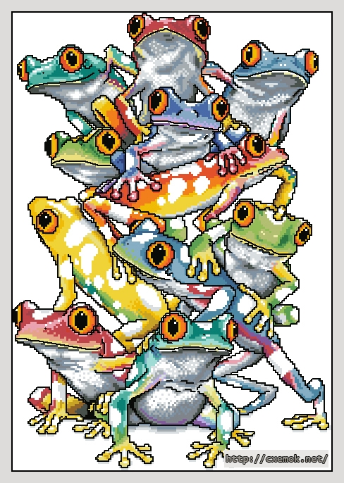 Download embroidery patterns by cross-stitch  - Frog pile, author 