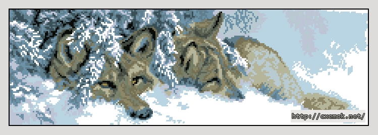 Скачать схему вышивки волки в снегу