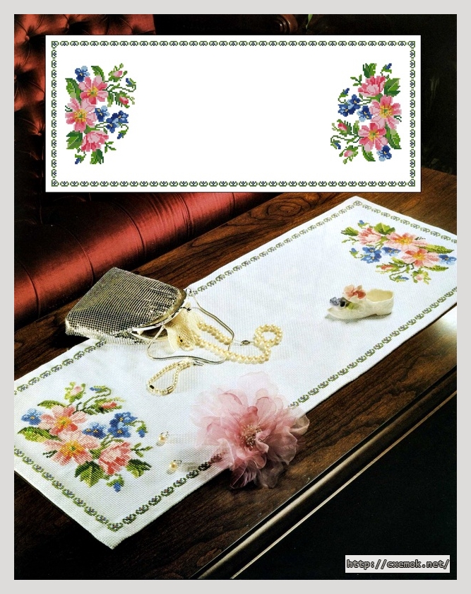 Download embroidery patterns by cross-stitch  - Anemone table center