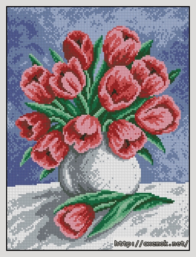 Download embroidery patterns by cross-stitch  - Ваза с тюльпанами
