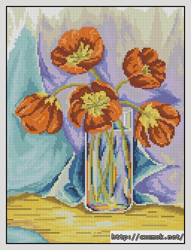 Скачать схему вышивки тюльпаны в вазе