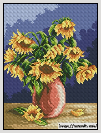 Скачать схему вышивки sunflowers vase