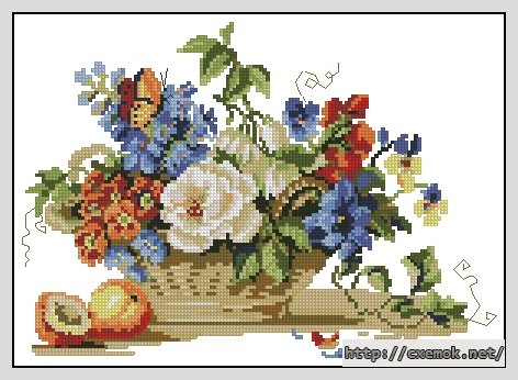 Download embroidery patterns by cross-stitch  - Корзина с цветами, author 
