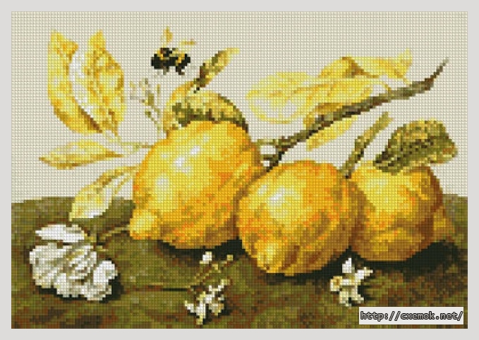 Скачать схему вышивки three lemons with a bumblebee
