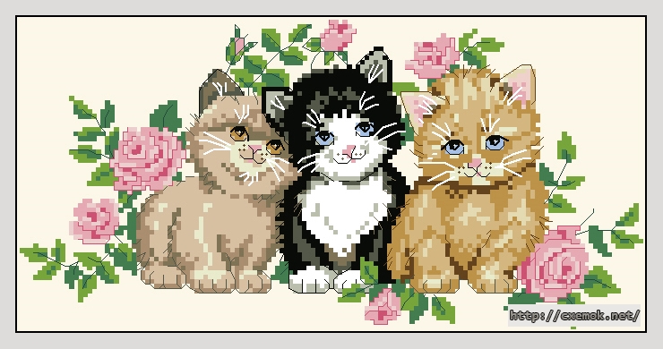 Download embroidery patterns by cross-stitch  - Kitten trio, author 