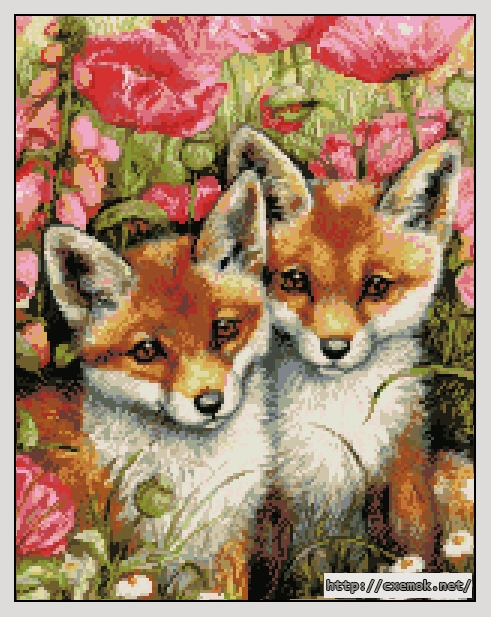 Скачать схему вышивки little foxes