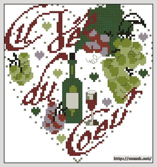 Download embroidery patterns by cross-stitch  - Wine heart, author 