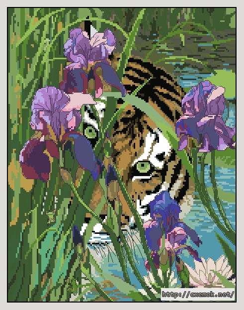 Скачать схему вышивки tiger and iris