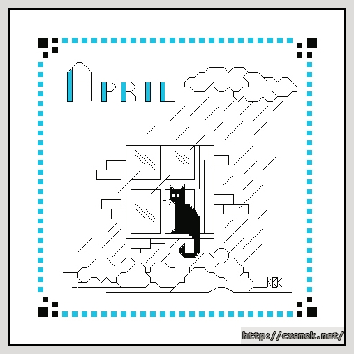 Скачать схему вышивки black cat april