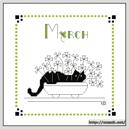 Скачать схемы вышивки нитками / крестом  - Black cat march, автор 