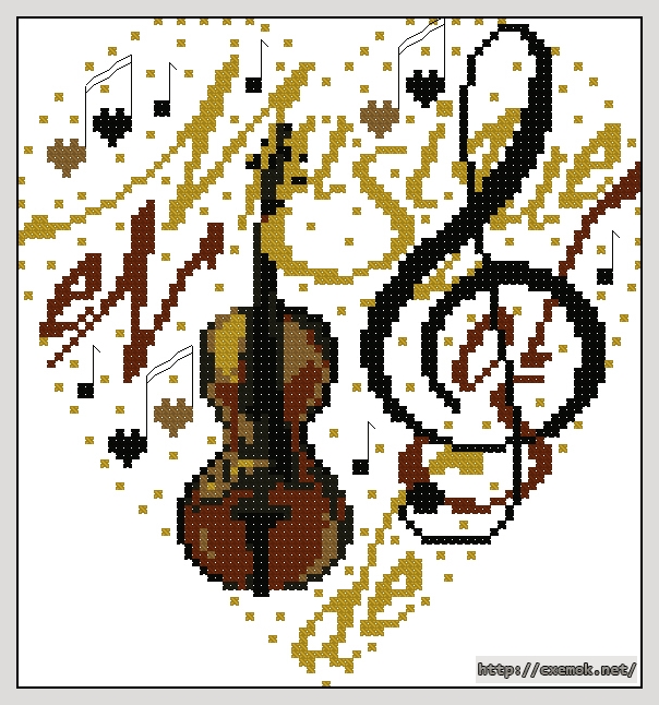 Download embroidery patterns by cross-stitch  - Musique, author 