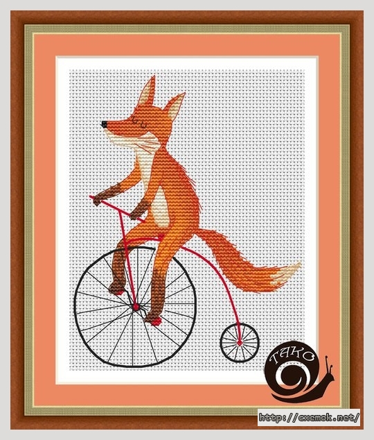 Download embroidery patterns by cross-stitch  - Лисичка на велосипеде