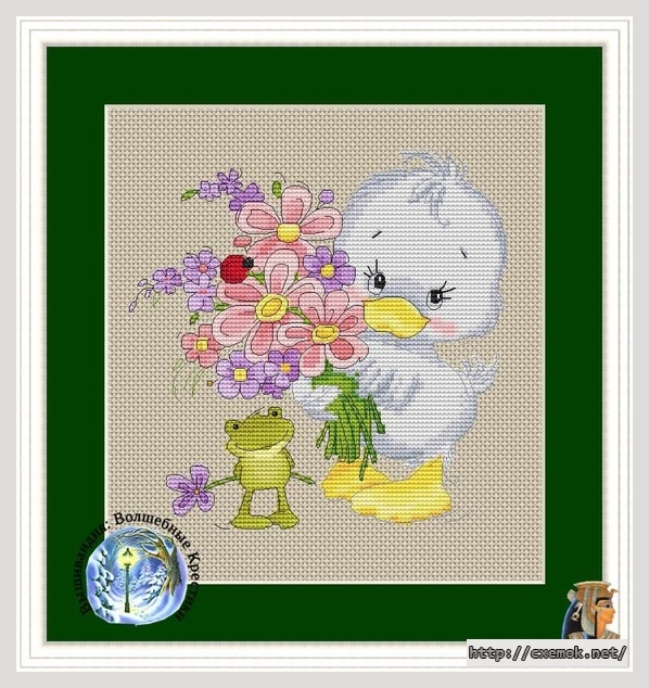 Download embroidery patterns by cross-stitch  - Уточка и лягушка