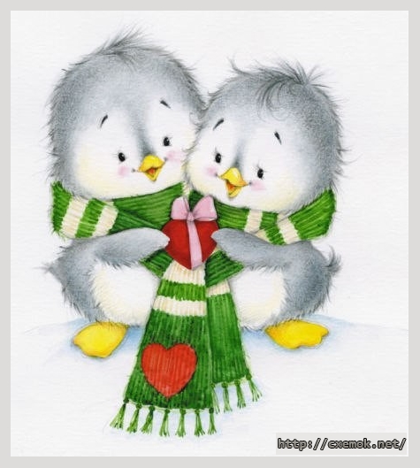 Download embroidery patterns by cross-stitch  - Влюбленные пингвины часть 1
