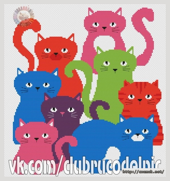 Download embroidery patterns by cross-stitch  - Классные кот