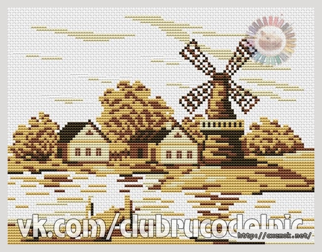 Download embroidery patterns by cross-stitch  - Старая мельница