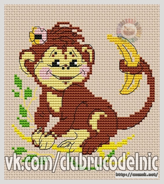Download embroidery patterns by cross-stitch  - Обезьяна