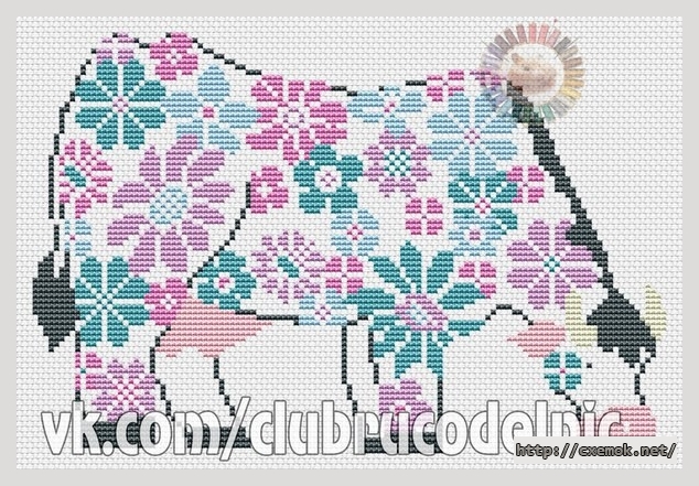 Скачать схему вышивки цветочная корова