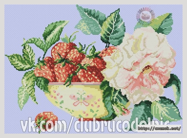 Download embroidery patterns by cross-stitch  - Клубника и пион