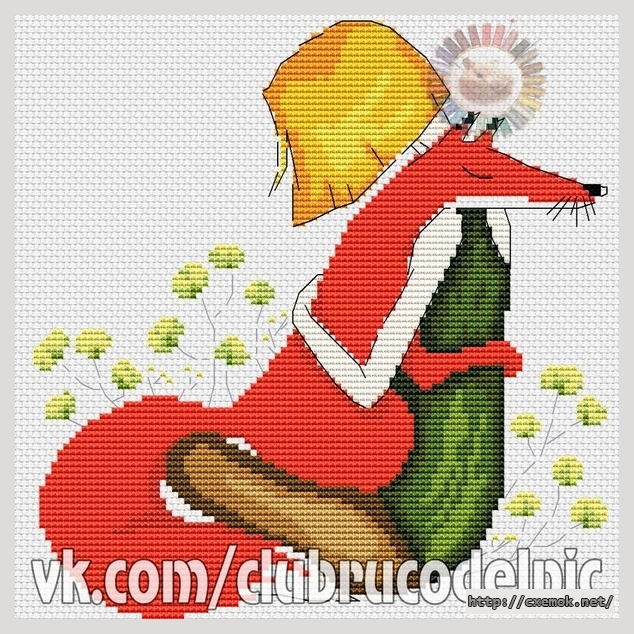 Download embroidery patterns by cross-stitch  - Девушка и лиса