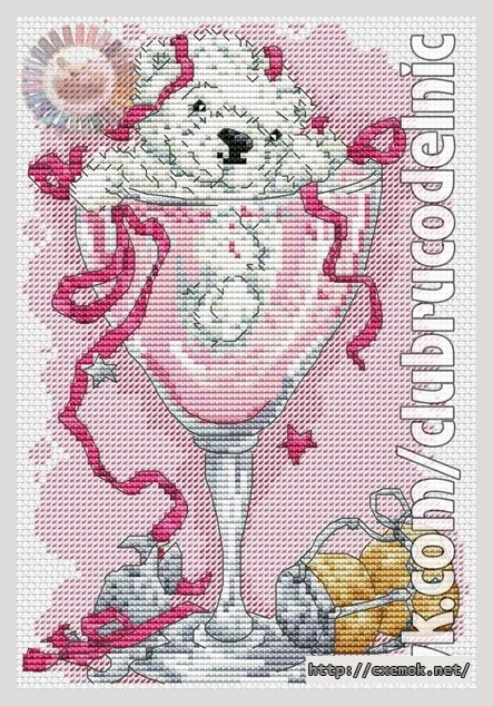 Download embroidery patterns by cross-stitch  - Мишка в бокале