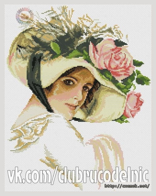 Download embroidery patterns by cross-stitch  - Дама