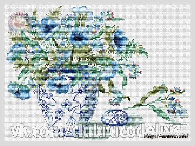 Download embroidery patterns by cross-stitch  - Букет анемонов