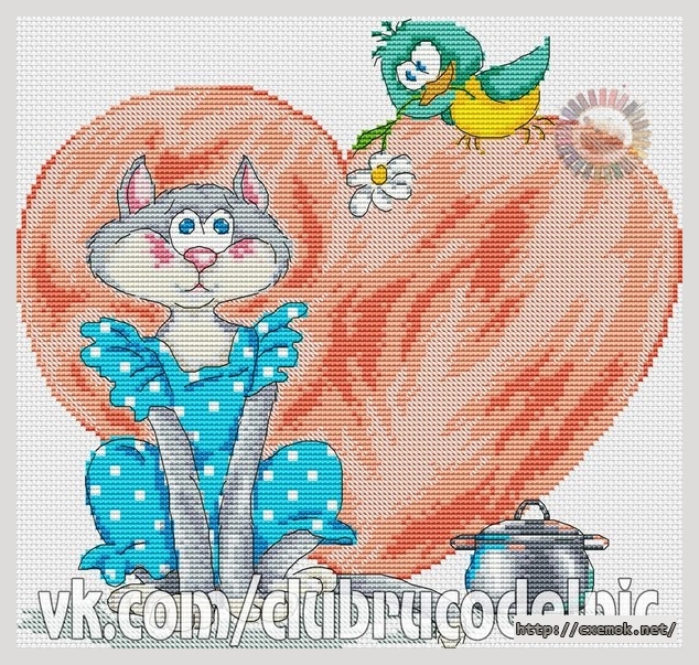 Download embroidery patterns by cross-stitch  - Кошечка