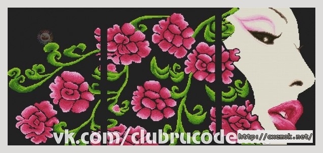 Download embroidery patterns by cross-stitch  - Женщина в розах