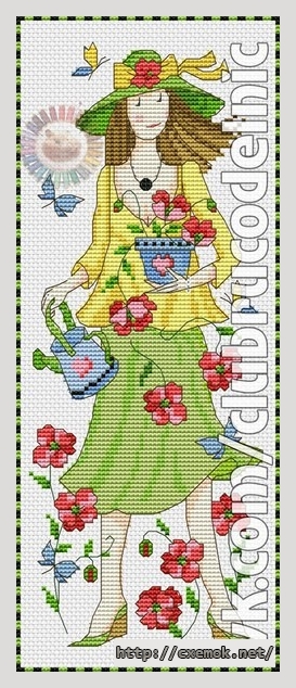 Download embroidery patterns by cross-stitch  - Девушка в саду