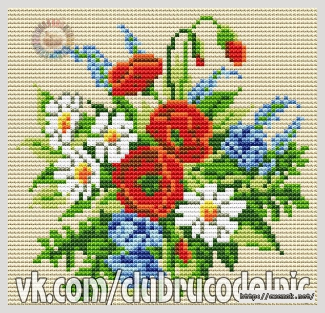 Download embroidery patterns by cross-stitch  - Полевой букет