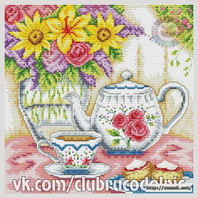 Download embroidery patterns by cross-stitch  - Чайный стол