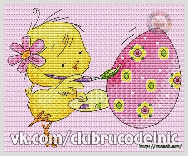 Download embroidery patterns by cross-stitch  - Цыплёнок-художник