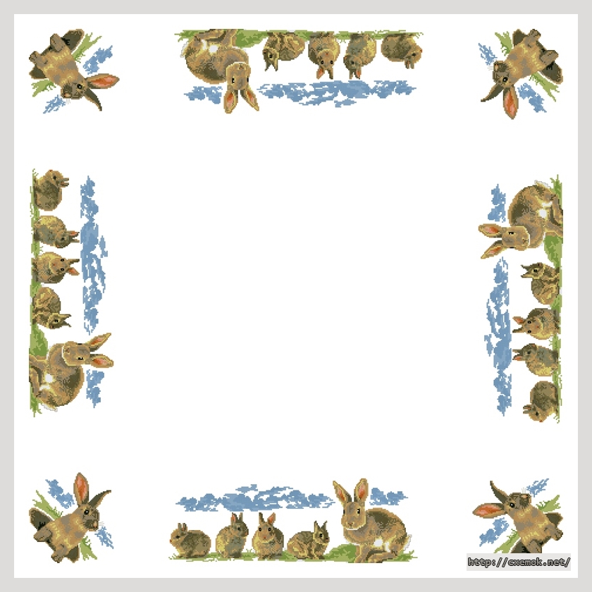 Download embroidery patterns by cross-stitch  - Nappe lapins, author 