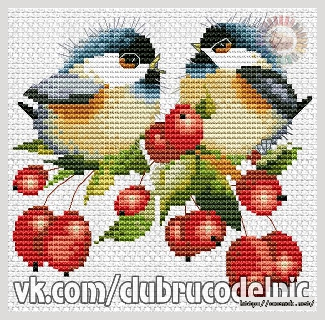 Download embroidery patterns by cross-stitch  - Птички