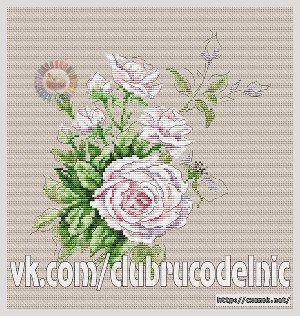 Завантажити схеми вишивки нитками / хрестом  - Белые розы