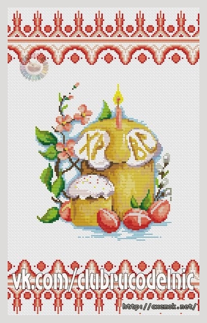 Download embroidery patterns by cross-stitch  - Пасхальное полотенце