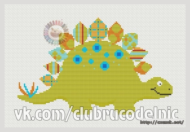 Download embroidery patterns by cross-stitch  - Динозаврик дино