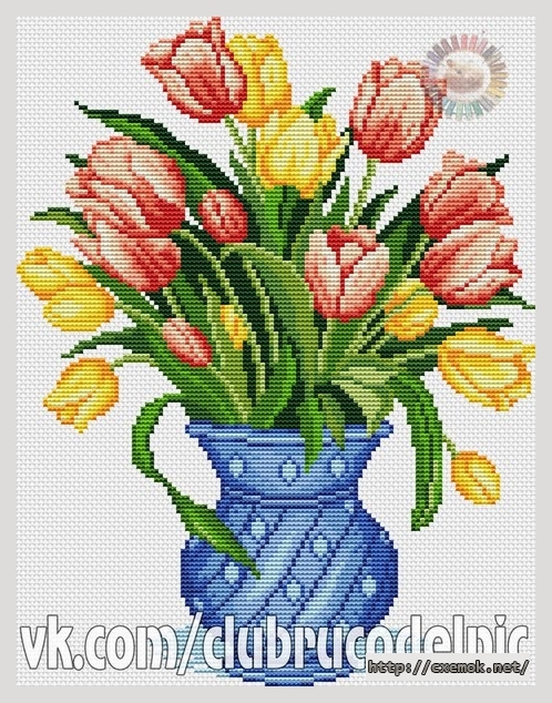 Download embroidery patterns by cross-stitch  - Тюльпаны