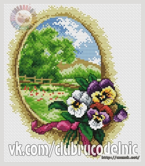 Download embroidery patterns by cross-stitch  - Анютки