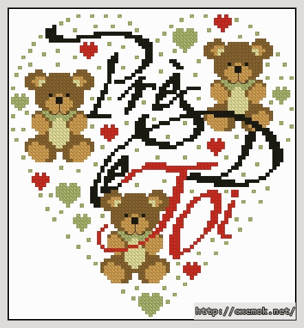 Download embroidery patterns by cross-stitch  - Nounours, author 