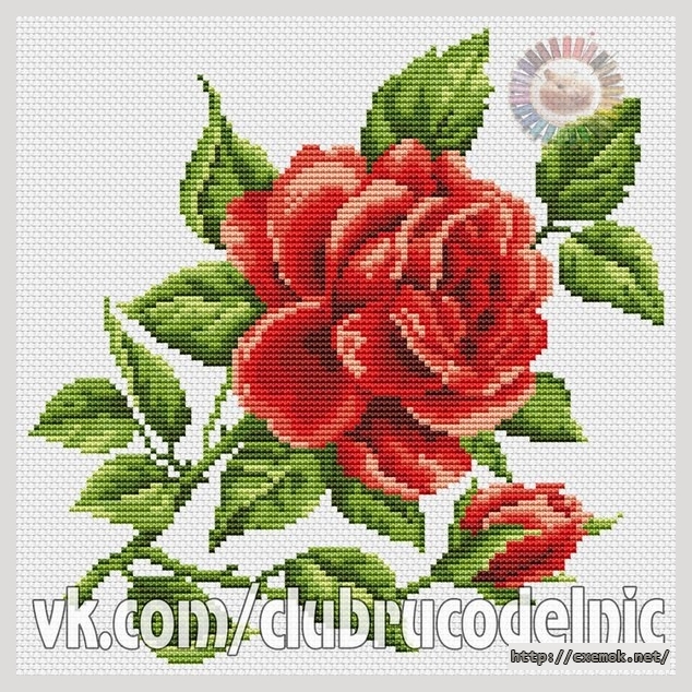 Download embroidery patterns by cross-stitch  - Подушка с красной розой