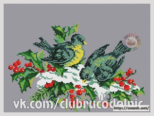 Download embroidery patterns by cross-stitch  - Синички