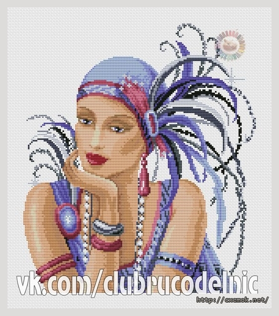 Download embroidery patterns by cross-stitch  - Дама в лиловом