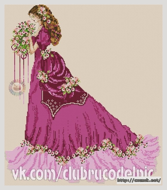 Download embroidery patterns by cross-stitch  - Летняя леди