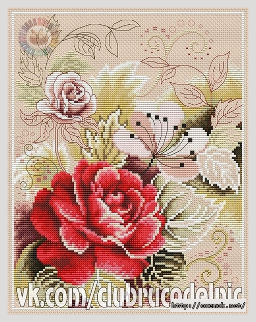 Download embroidery patterns by cross-stitch  - Арабески роза