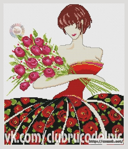 Download embroidery patterns by cross-stitch  - Роза