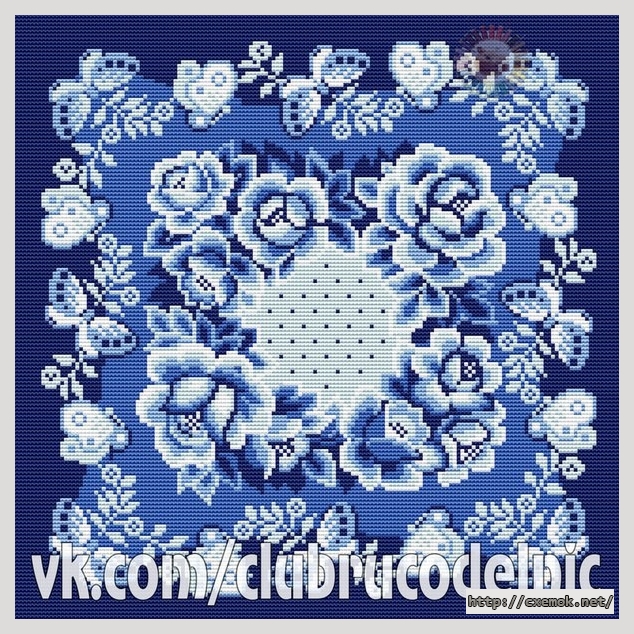 Download embroidery patterns by cross-stitch  - Подушка гжель