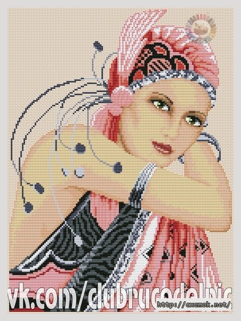 Download embroidery patterns by cross-stitch  - Дама в розовом, author 
